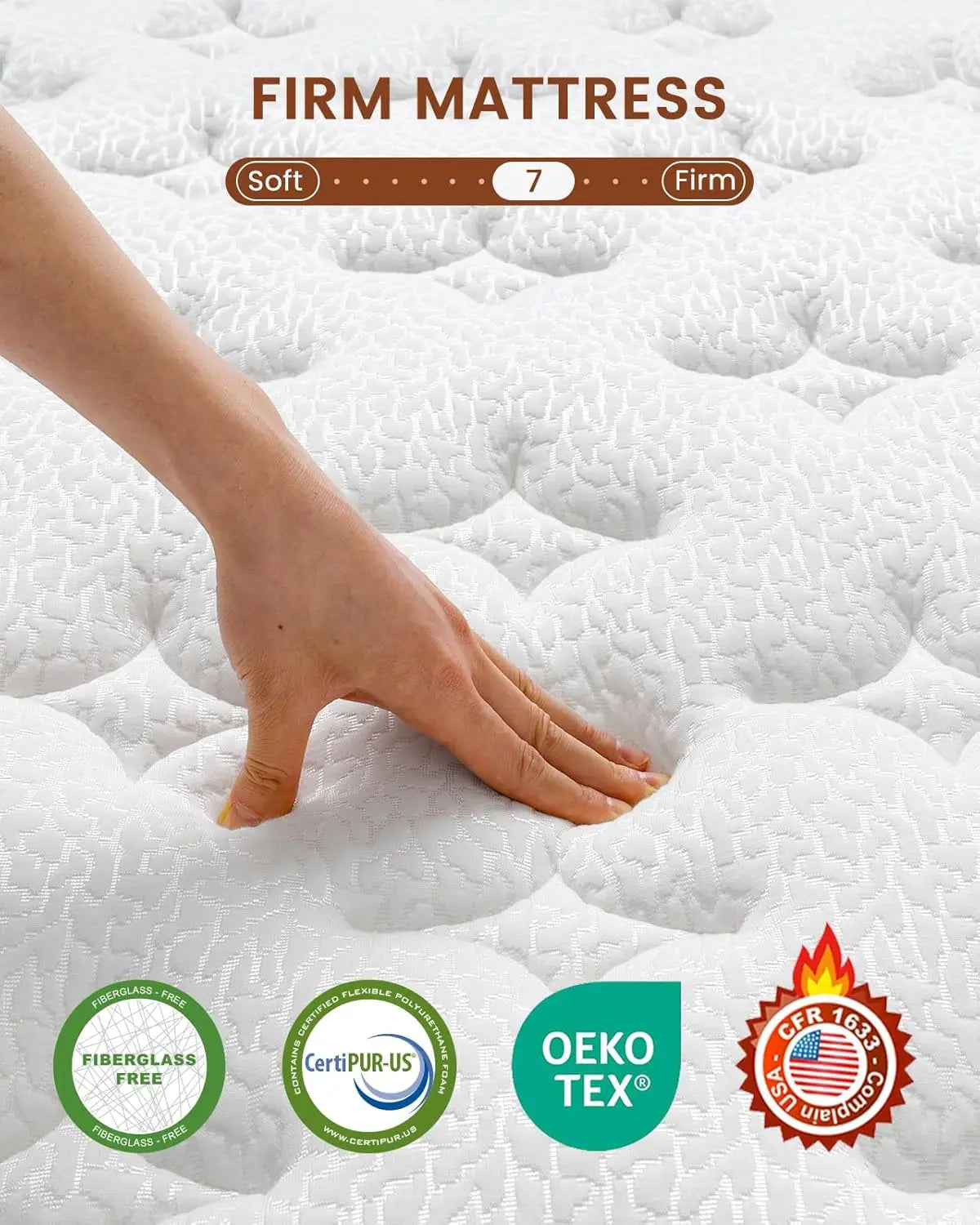 14 Inch Full Size Firm Mattress for Seniors Orthopedic Support Hybrid Pocket Springs Motion Isolation Fiberglass-Free