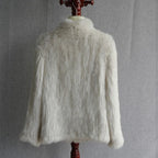 Women Winter Real Rabbit Fur Knitted Coat Female Casual Long Sleeve Genuine Fur Jacket Warm Thick Outwear Femme