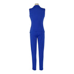 Business OL Work Wear Two Piece Pant Suits for Women Set Elegant Sleeveless Blazer Top + Pencil Pants Office Lady Matching Sets