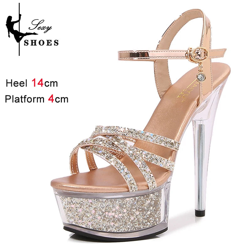 Ladies High Heels Sandals New Arrival 2024 Summer Sexy Stiletto Platform Narrow Band Women Sandals Buckle Strap Nightclub Shoes