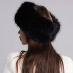 Winter Lmitation Fur Thickened Fluffy Headband Plush Solid Color Headwear Outdoor Windproof Ear Warmer Head Cover Ski Cap