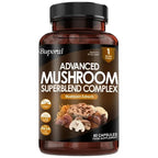 Mushroom Super Blend Complex - Brain Nervous System Health and Memory Supplements Immunity Sleep Energy Mood Support