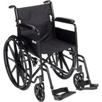 NEW PRODUCT.SSP118FA-SF Silver Sport 1 Folding Transport Wheelchair with Full Arms and Removable Swing-Away Footrest, Black