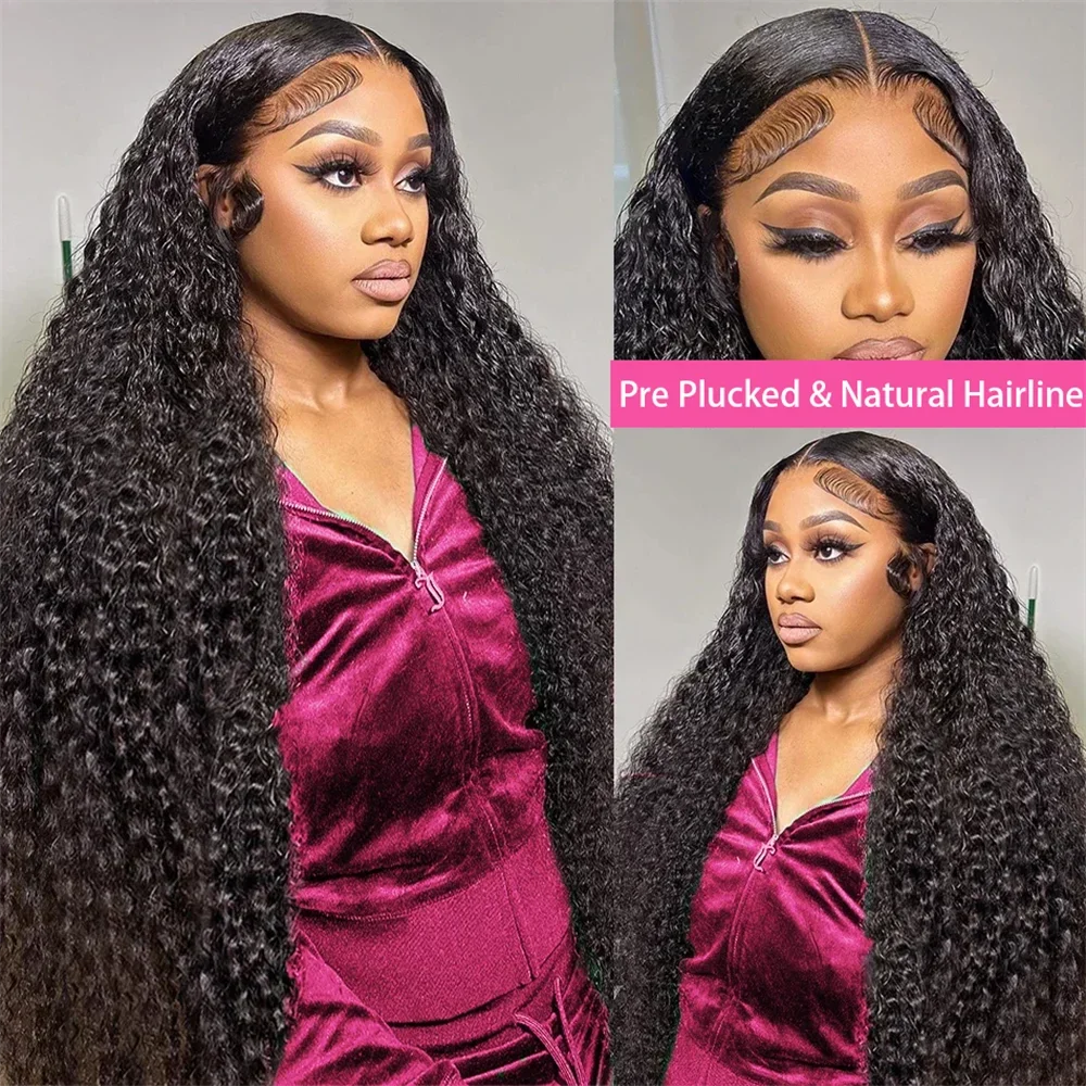 40Inch Deep Curly 13X6 HD Transparent Lace Front Human Wigs Brazilian Human Hair Wigs Water Curly Wave Frontal Wigs Pre Plucked