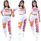 High Quality 2 Piece Outfit for Women Set  Casual Sweat Suit Crop Sweatpant Joggers Tracksuit Fall Clothes Wholesale Dropshpping