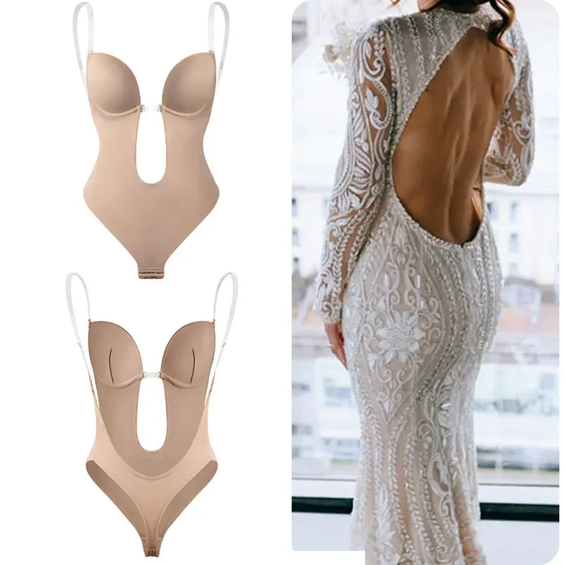 Women Full Body Shaper Bra Backless Bodysuit Thong Invisible Shapers Tummy Control Shapewear Girdles Sheath Slimming Underwear Main image