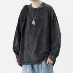 American Retro T Shirts Men Oversized T-shirt Women Loose Long Sleeve Shirt Vintage Hip Hop Y2K Style Men's Streetwear Plus Size