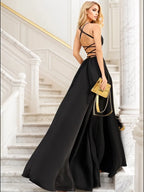 2025 & 2026 New Women's Halter Backless Sexy Slit Evening Dress For Party Banquet Birthday Party And Retro Clothing