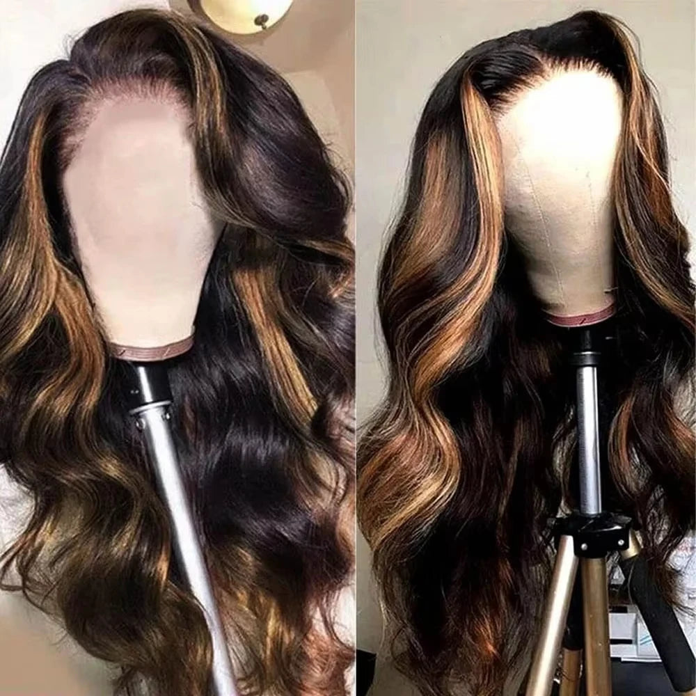 1B/30 Highlight Wig Body Wave Human Hair 13x6 Lace Front Wig Pre Plucked Pre Cut Lace 5x5 Glueless Wigs Human Hair 220% Density
