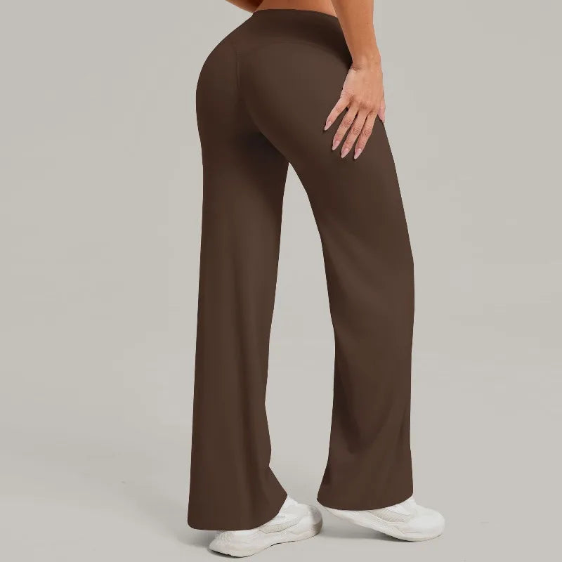 Women's New Pilates Straight Leg Yoga Pants Hip Lifting Tight Fitting Wide Leg Pants Outdoor Sports Running Casual Fitness Pants