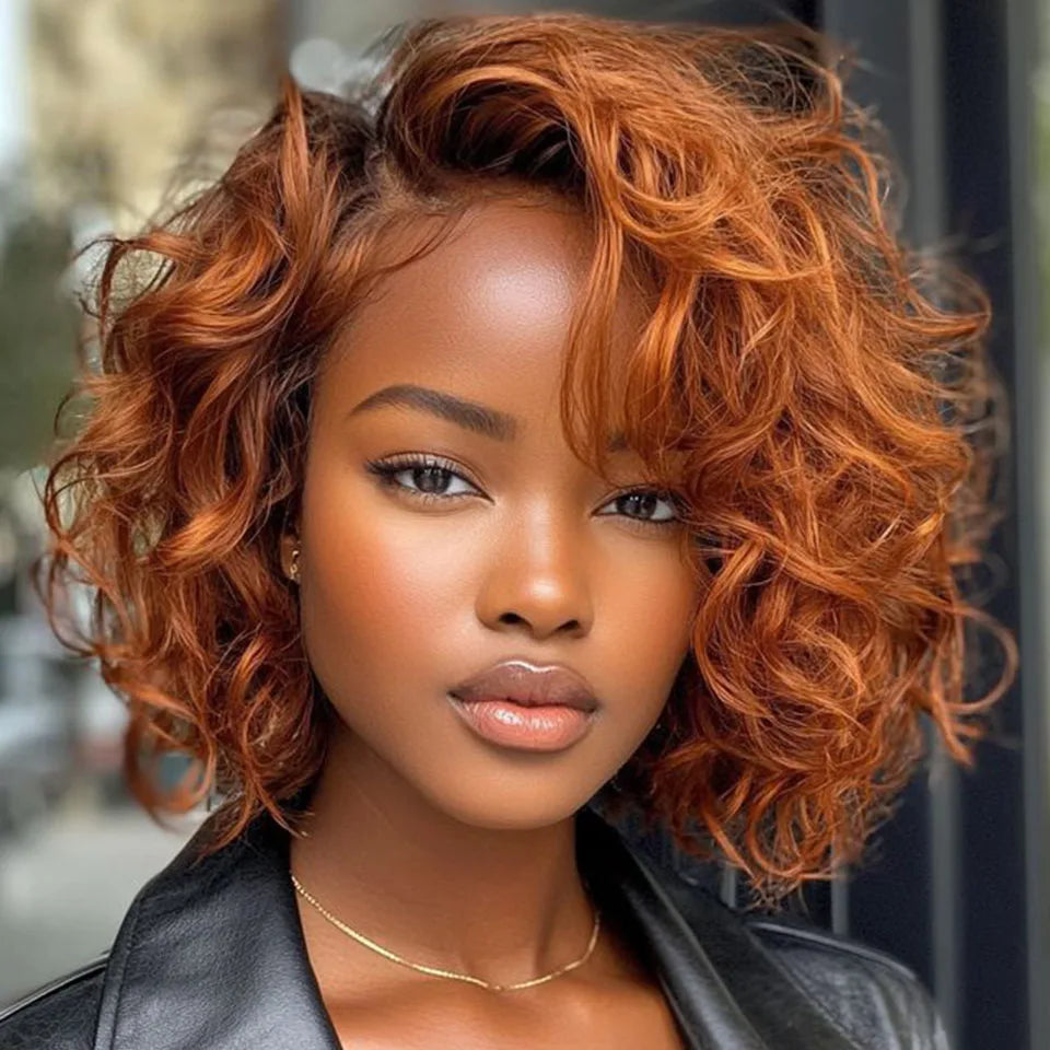 Lekker Ginger Short Pixie Cut Wavy Bob 13x1 C Part Lace Front 100% Human Hair Wigs For Women Brazilian Remy Hair Clearance Wigs Main image