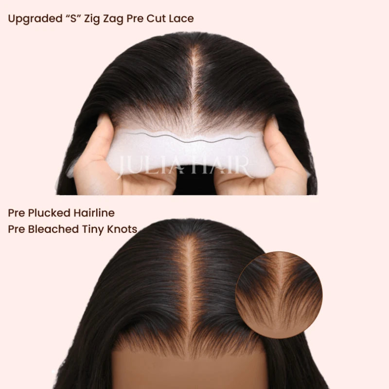 Julia Hair 13X4 Bangs Lace Front Wig Human Hair Wear and Go Glueless Wig Brazilian Loose Wave Human Hair Wig Density 150%
