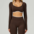 Seamless Yoga Long Sleeved Quick Dry T-Shirt Women Gym Top Women Fitness Sports Crop Top Ribbed Female Long Sleeve Yoga Clothing