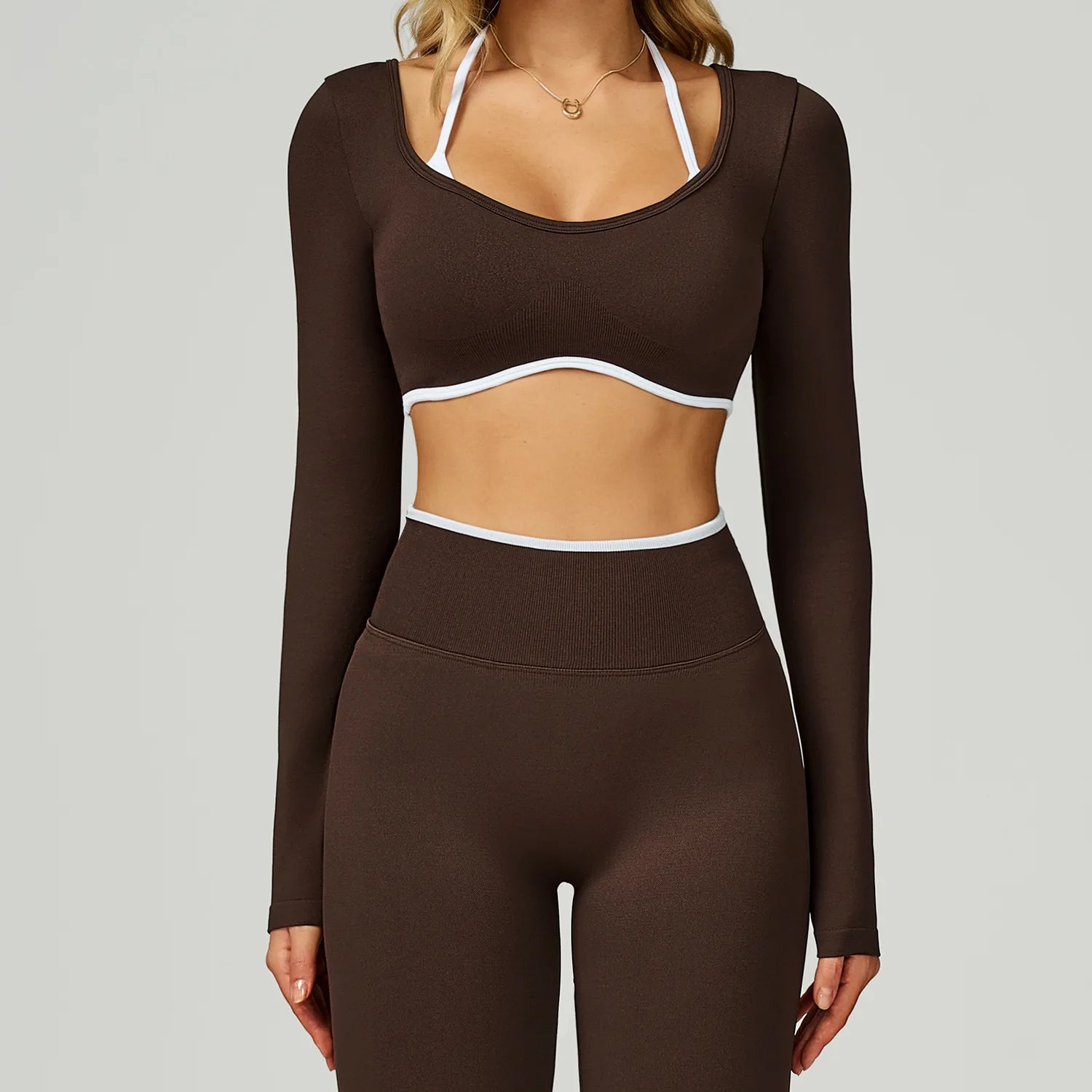 Seamless Yoga Long Sleeved Quick Dry T-Shirt Women Gym Top Women Fitness Sports Crop Top Ribbed Female Long Sleeve Yoga Clothing