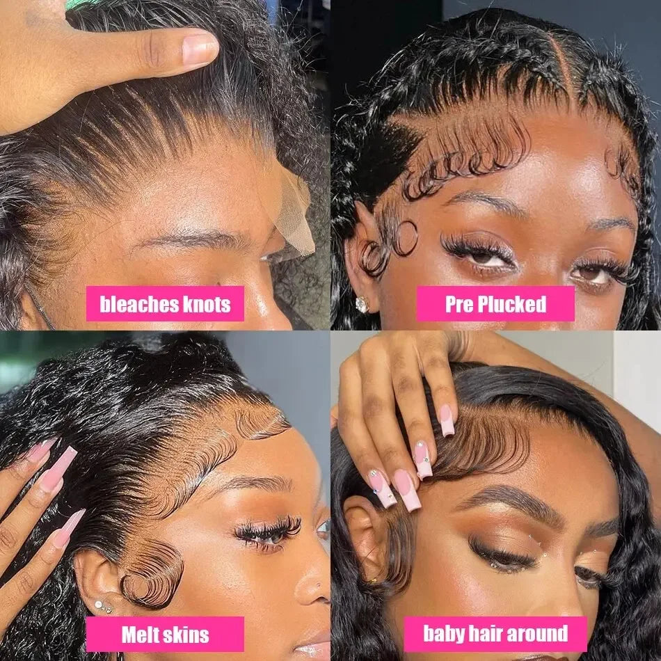 250 Density Water Wave 13X6 13X4 Hd Transparent Lace Deep Wave Frontal Wigs Pre Plucked Human Hair Curly Wigs For Black Women