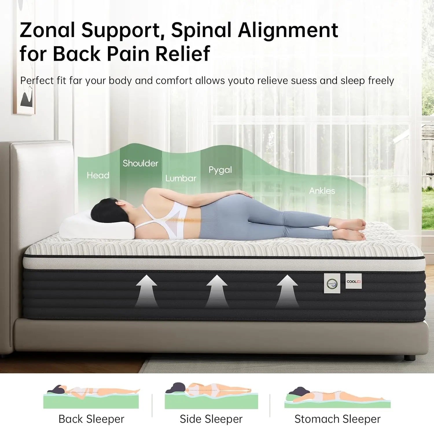 Twin Mattress, 12 Inch Hybrid Memory Foam Mattress in a Box, Pressure Relief for Back Support, Medium Firm,, Customized