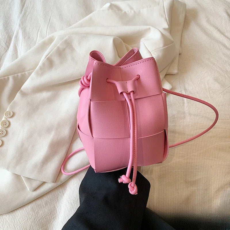 Summer New Fashion Mini Bags Women Design Korean Chic Woven Shoulder Crossbody PU Leather Handbag Hotgirl All-match Money Bag Secondary image