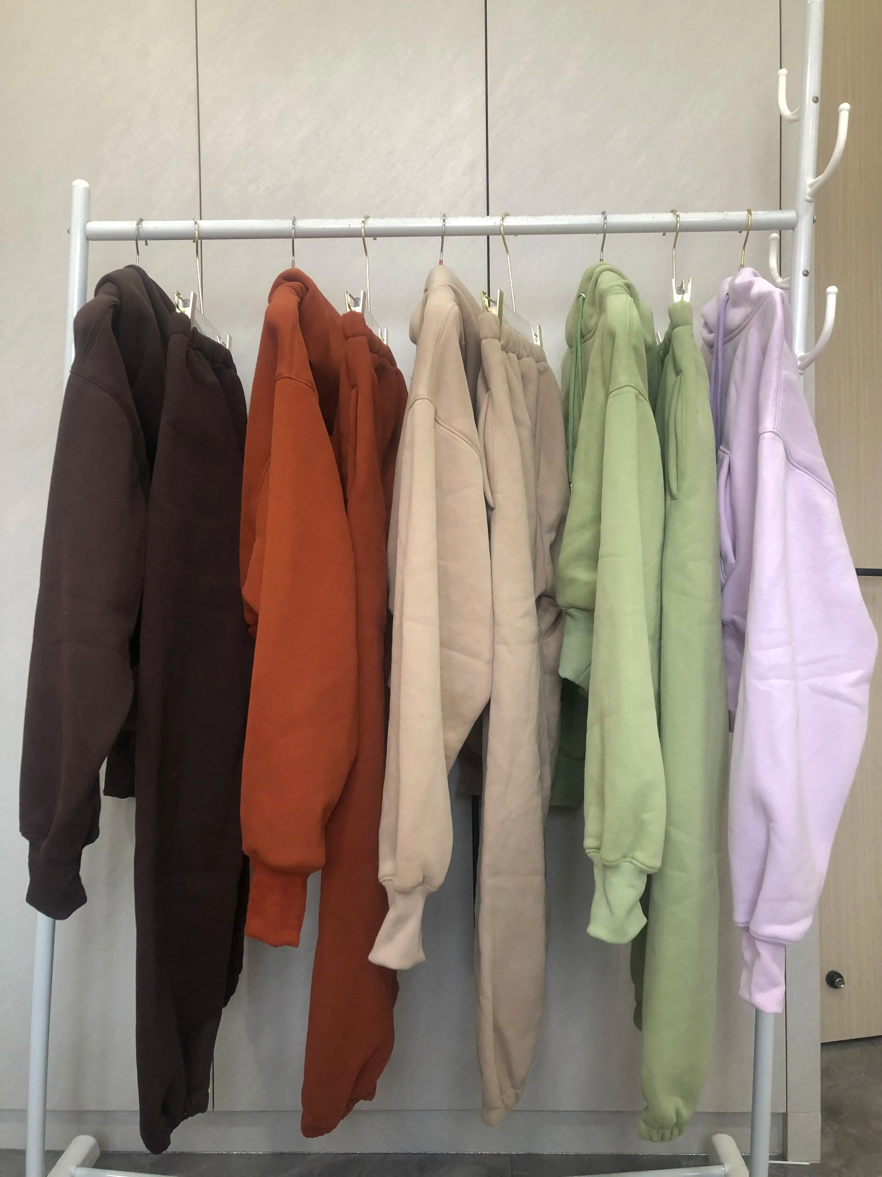 Wholesale Fleece Hoodie with Jogger Pant Sweat Suit Fall Winter 2 Piece Set Tracksuit Women Sports Outfit Two Piece Solid Casual