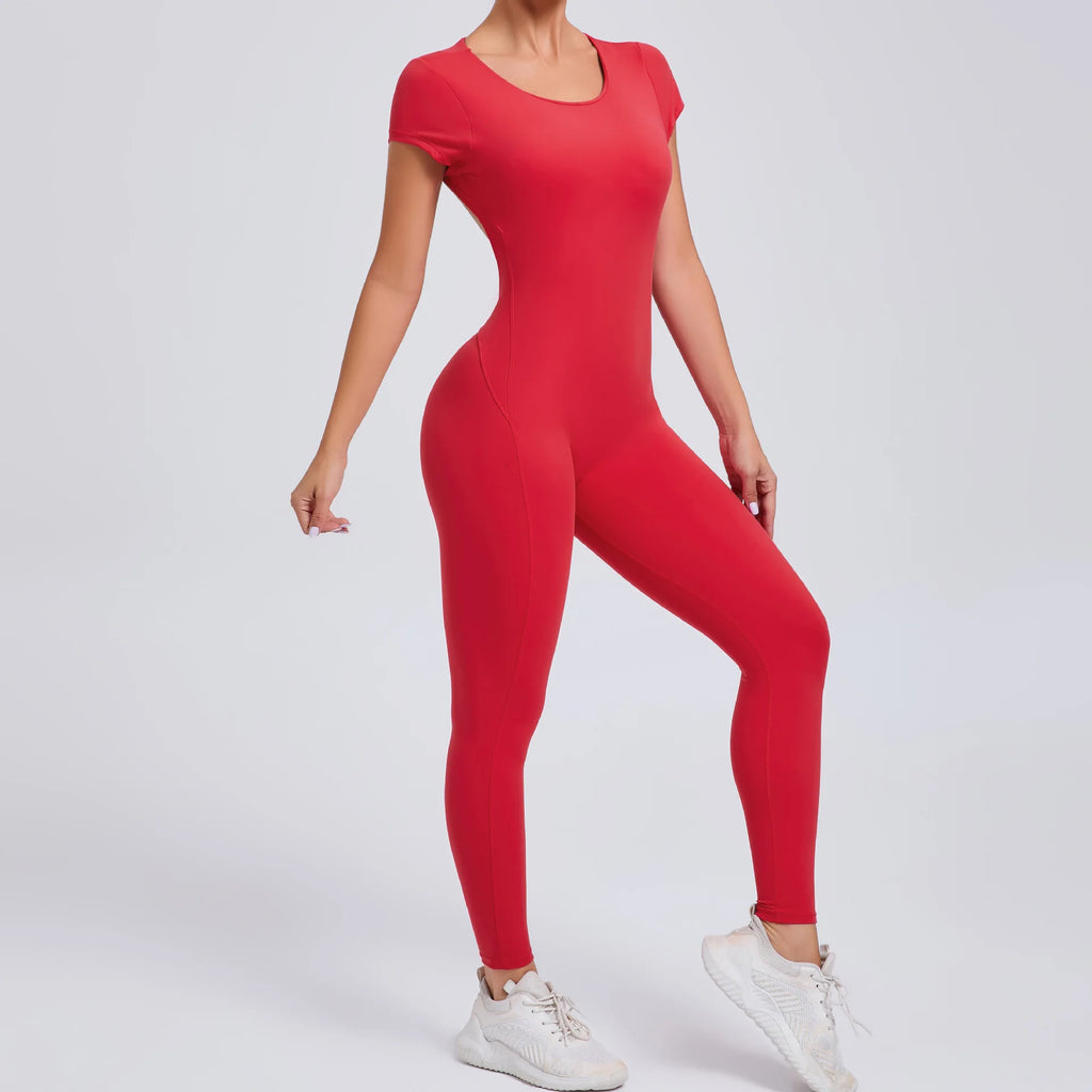 2026 Yoga Jumpsuit Fitness Sports Overalls Gym Clothing Set Wear Pilates Workout Clothes Women Short Sleeves Outfit Activewear
