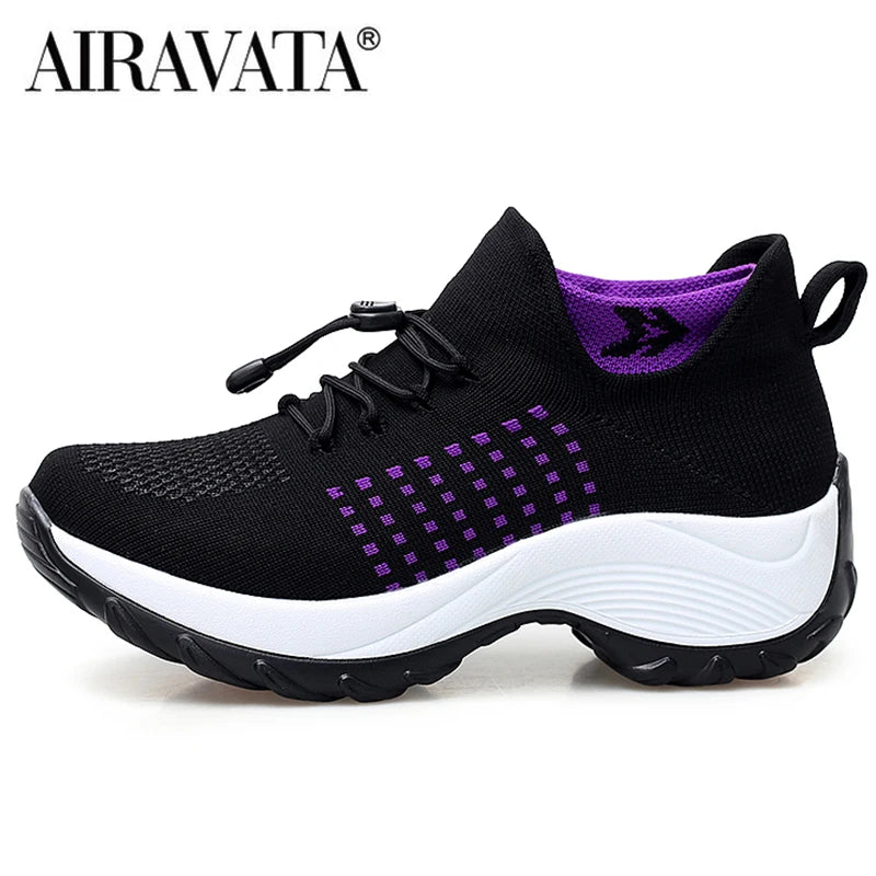 Women Walking Shoes Breathable Fly Weaving Sneakers Non Slip Casual Shoes 7 Color Size 35-45 Secondary image