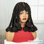 Synthetic Full Lace Bantu Braids Wig with Baby Hair 14Inch Natural Lace Front Braided Wig Handmade Cornrow Braid for Black Women