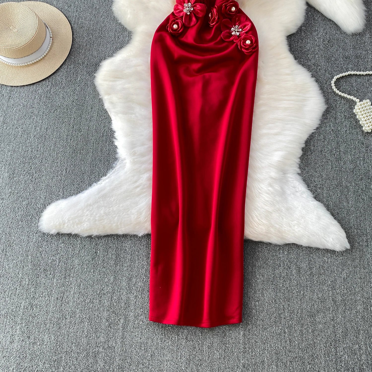 Chic vintage floral Three-dimensional Elegant Fairy korean fashion autumn Sundress women clothing