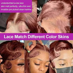 Chocolate Brown Body Wave Lace Front Wig Human Hair 220 Density Frontal Lace Wigs 30 Inch 13x6 HD Transparent Lace Human Wigs