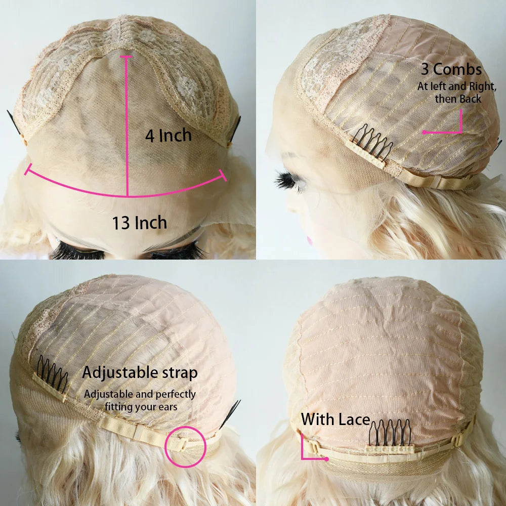 Rose Pink Small Curls Lace Front Wig 13x4 HD Deep Wave Frontal Wig for Women Synthetic Lace Frontal Wig Pre Plucked Daily