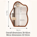 Irregular Wall Mirror Wavy Wooden Framed Modern Bohemian Decorative Mirror for Bathroom Bedroom Living Room Entryway