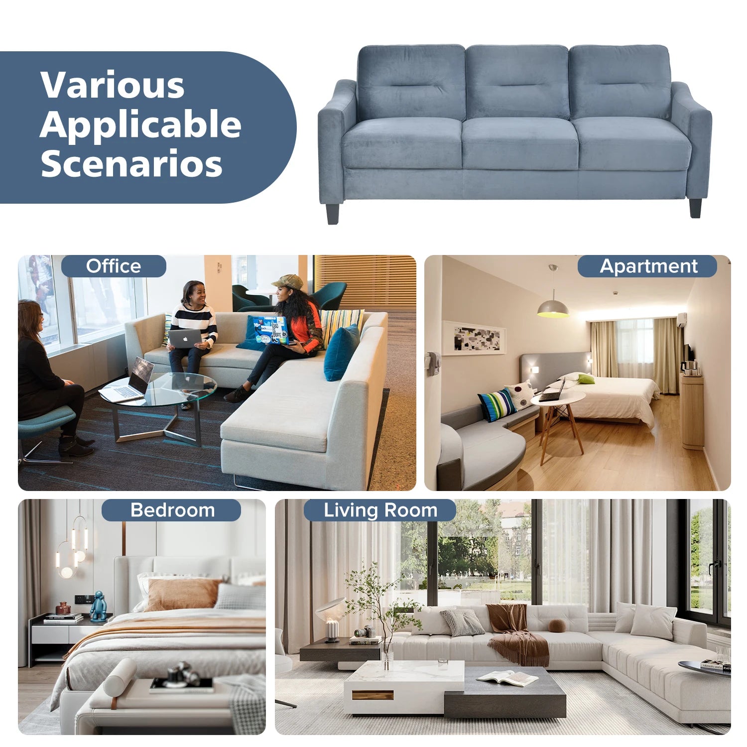 Comfortable Sectional Sofas for Living Room, Small Spaces - Chenille Fabric, Sturdy Frame, Modern Design