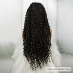 32inch Synthetic Boho Knotless Braided Wigs for Black Women Bohemian Box Braids Wigs Lace Front Braided Lace Wigs with Baby Hair