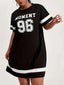 Plus Size Summer 2025 Women's Graphic Print Mini Dress Casual Sports Style with Drop Short Sleeves Black White Stripe Clothes