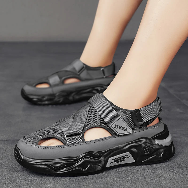 Summer Men Sandals Genuine Leather Mens Casual Shoes Outdoor Men Leather Sandals for Men Beach Shoes Roman mens Shoes Secondary image