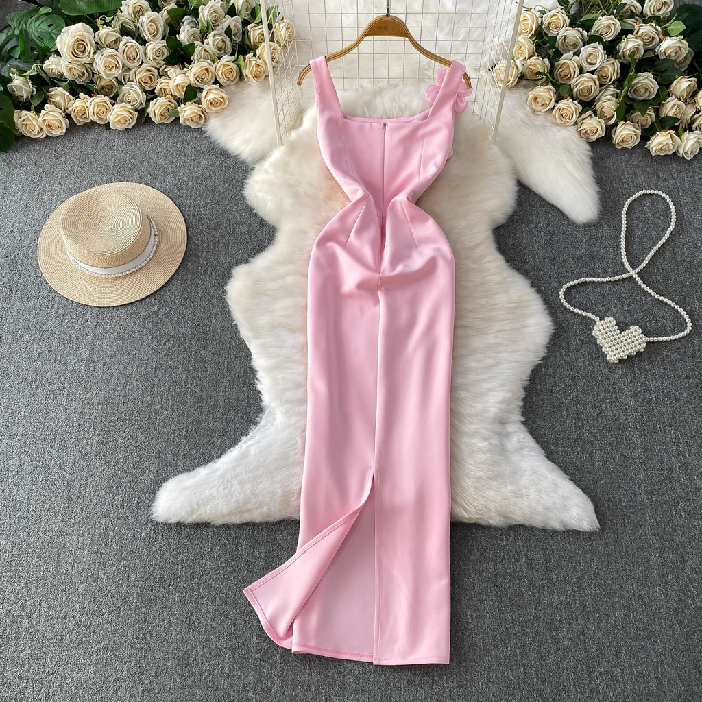 Chic vintage floral Three-dimensional Elegant Fairy korean fashion autumn Sundress women clothing