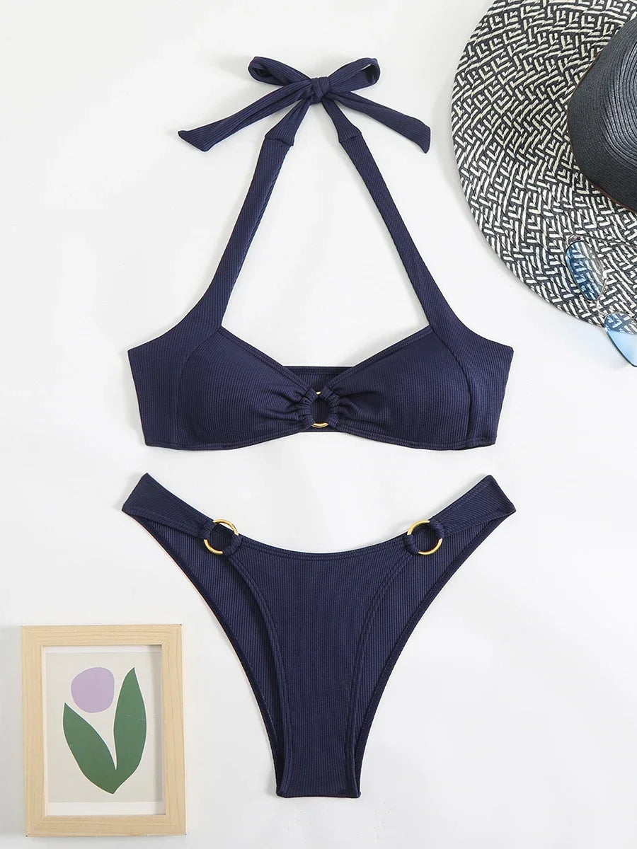 Sexy Women's Swimsuit 2026 Summer Bikini Two-piece Swimwear for Woman Beachwear Halter Bikinis Sets Swimming Beach Bathing Suits