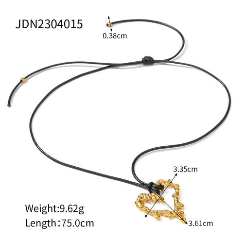 Youthway Trendy Stainless Steel Waterproof Irregular Geometric Metal Wax Rope Necklace Gold Silver For Women Jewelry Gift