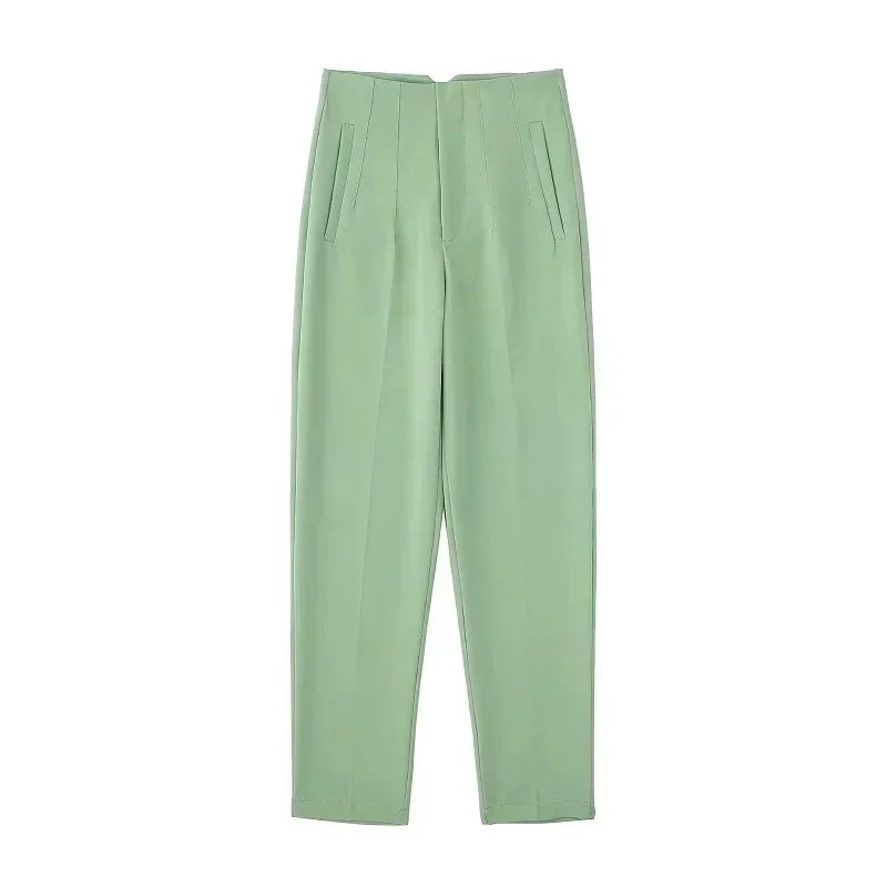 HXAO Fashion Office Wear High waist Pants for Women Formal Pants Office outfits Pencil Trousers Black Pink White Ladies Pants