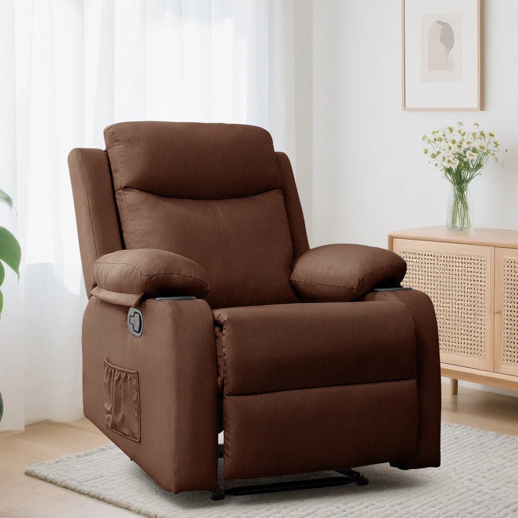Korser Small Recliners for Small Spaces, Reclining Manual Chair with Cup Holders and Side Pockets  for Living Room, Bedroom