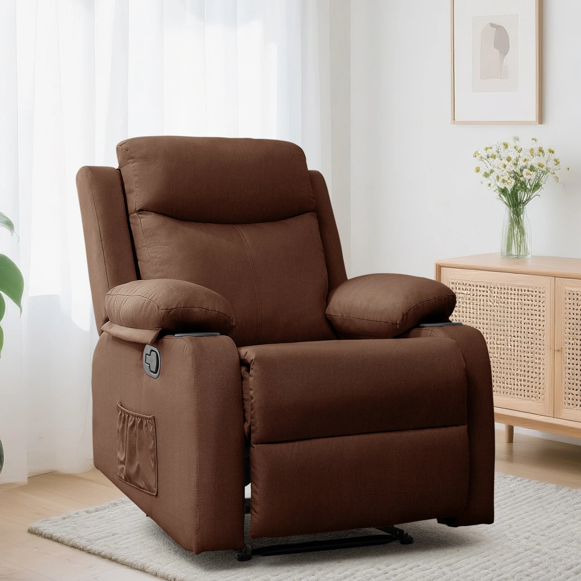 Korser Small Recliners for Small Spaces, Reclining Manual Chair with Cup Holders and Side Pockets  for Living Room, Bedroom