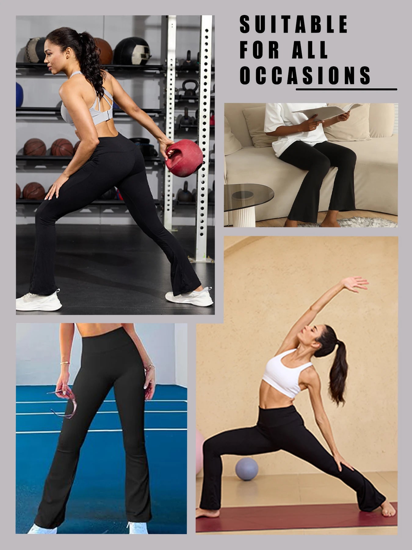 Women's Super Soft Flare Pants High Waisted Tummy Control Workout Yoga Leggings Bell Bottoms