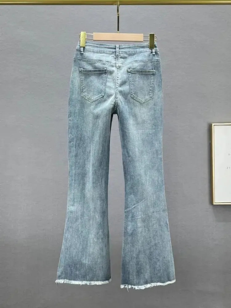 Y2k Jeans Trend Spring Summer Fashion All-match Lace Splicing Denim Straight Pants Blue Jeans for Women Streetwear Wide Leg New Secondary image