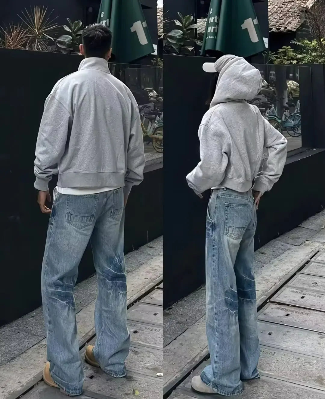 American Vibe style retro washed summer new jeans for men and women Instagram fashion brand high street loose straight leg pants Secondary image