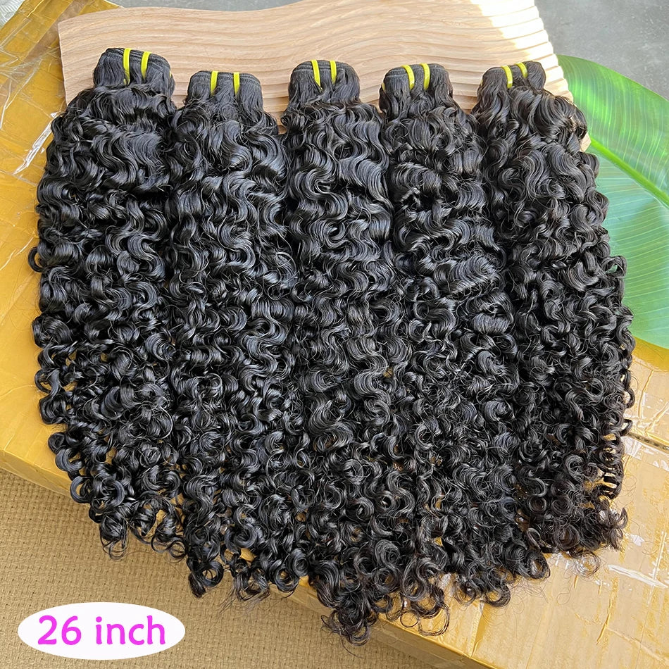 Burmese Curly Human Hair Bundles #1B Natural Color Wavy Raw Virgin Hair Weave Extensions Bouncy Curly 100% Human Hair For Women Secondary image
