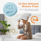 JHK 2-pieces Memory Foam Pillows Standard Size Neck Pillow Ventilated Cooling Bed Pillow with Removable Washable Cover Comfort