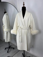 Elegant Lace Up Woolen Short Coat Solid Loose Lapel Furry Belt Long Sleeve Jacket Female 2025 Autumn Winter Lady Chic Cardigan