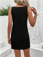 Women's Summer Sleeveless Tank Top Dress Sexy Women's summer loose sleeveless short mini dress with black print
