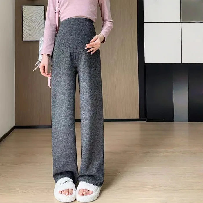 2026 Autumn Winter Maternity Pants Wide leg Loose Straight Elastic Waist Belly Long Trousers for Pregnant Women Youth Pregnancy