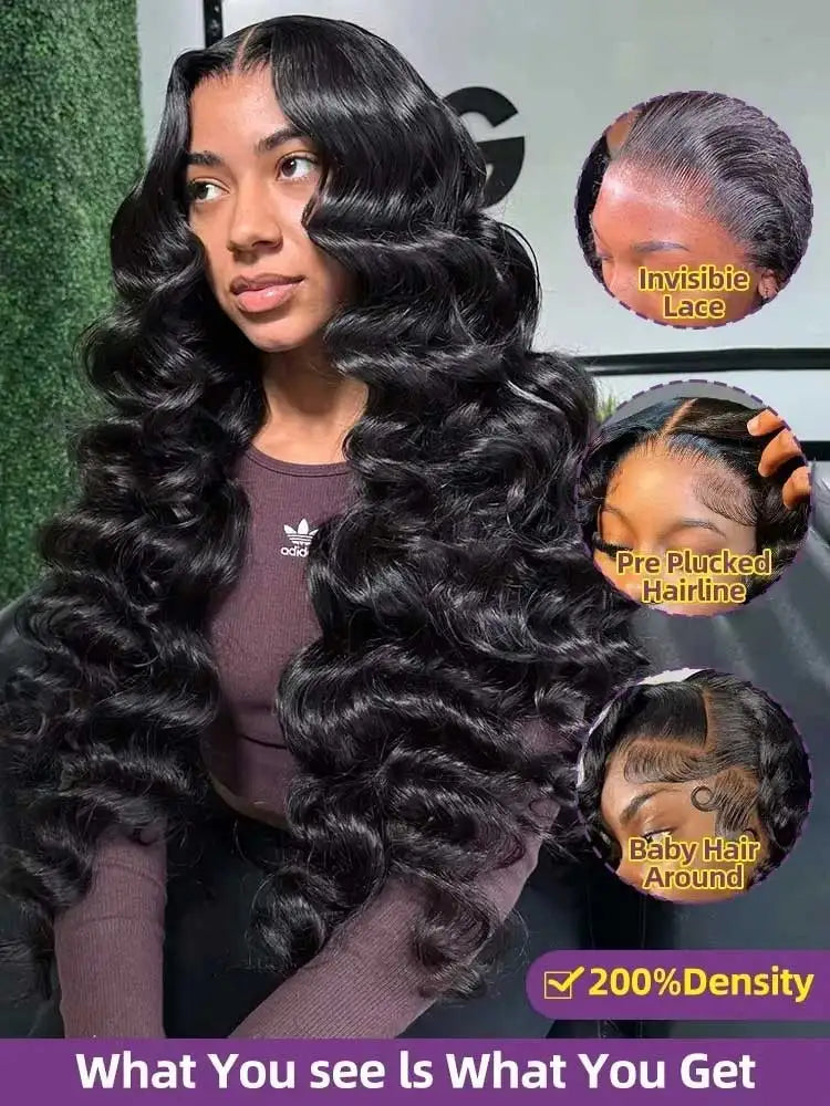 40 42 Inch HD Loose Deep Wave 13x6 Lace Front Human Hair Wigs Brazilian Curly Water Wavy 13x4 Lace Frontal Wigs For Women 250%