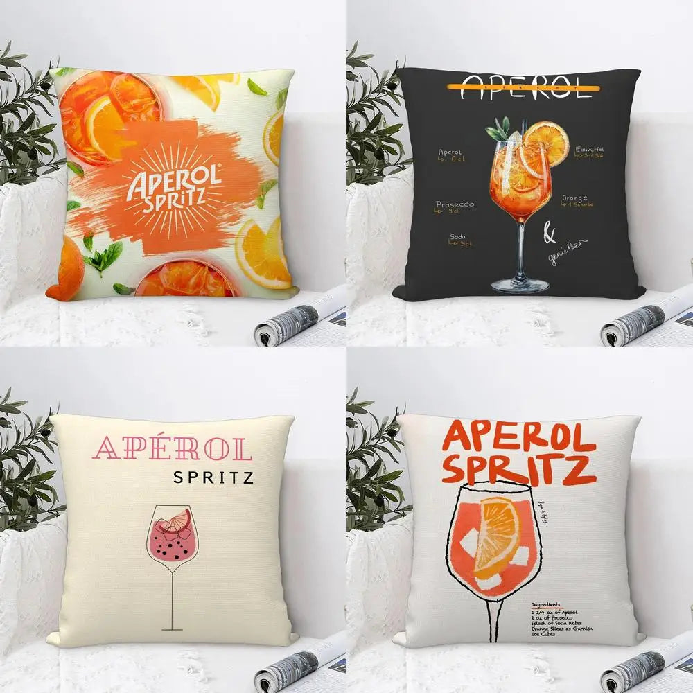 Home Decor Aperol Spritz Themed Decorative Pillow Covers Pattern Cushion Cover Suitable For Sofa Bedroom Car Pillow Cover Main image
