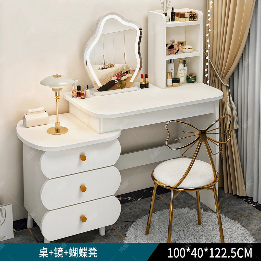 Bedroom Mirror Dressing Table Desk White Drawers Light Makeup Vanity Wood Room Penteadeira Com Espelho Dresser Furniture